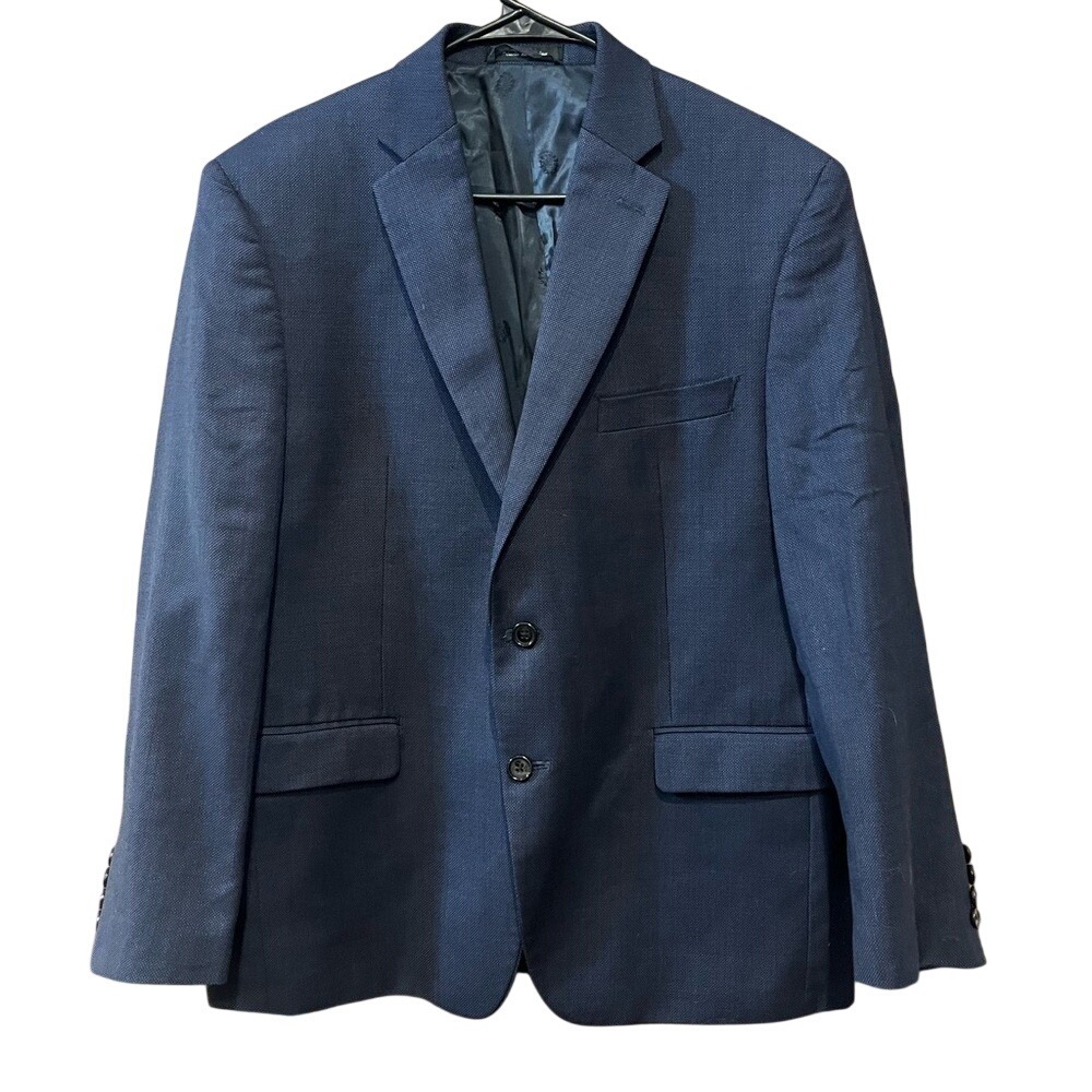 Lauren Ralph Lauren Mens Navy Blue 100% Wool Natural Stretch Blazer Sport‎ Coat